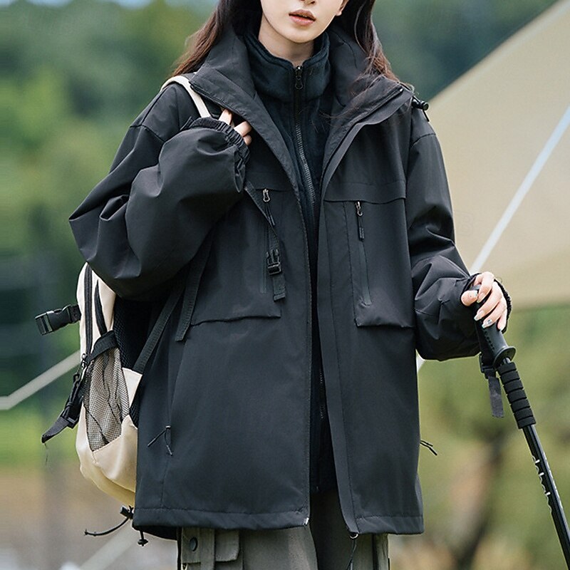 Women's Softshell Jacket Hiking Jacket Winter Outdoor Color Block Thermal Warm Windproof Water Resistant 3-in-1 Jacket Winter Jacket Fleece Jackets Traveling Black Ivory Pink Red Orange