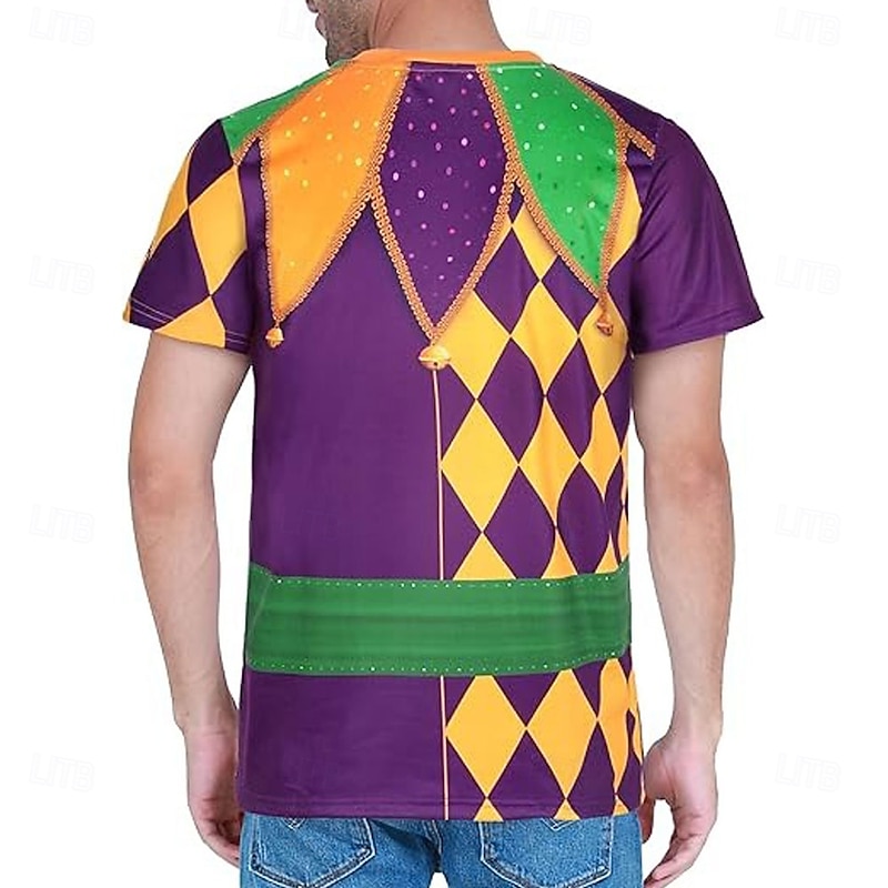 Mardi Gras Men's Tuxedo Costume T Shirt Short Sleeve T shirt 3D Print Crew Neck Shirt Exaggerated Designer Party Holiday Club Purple Summer Spring Clothing Apparel S M L XL XXL XXXL2