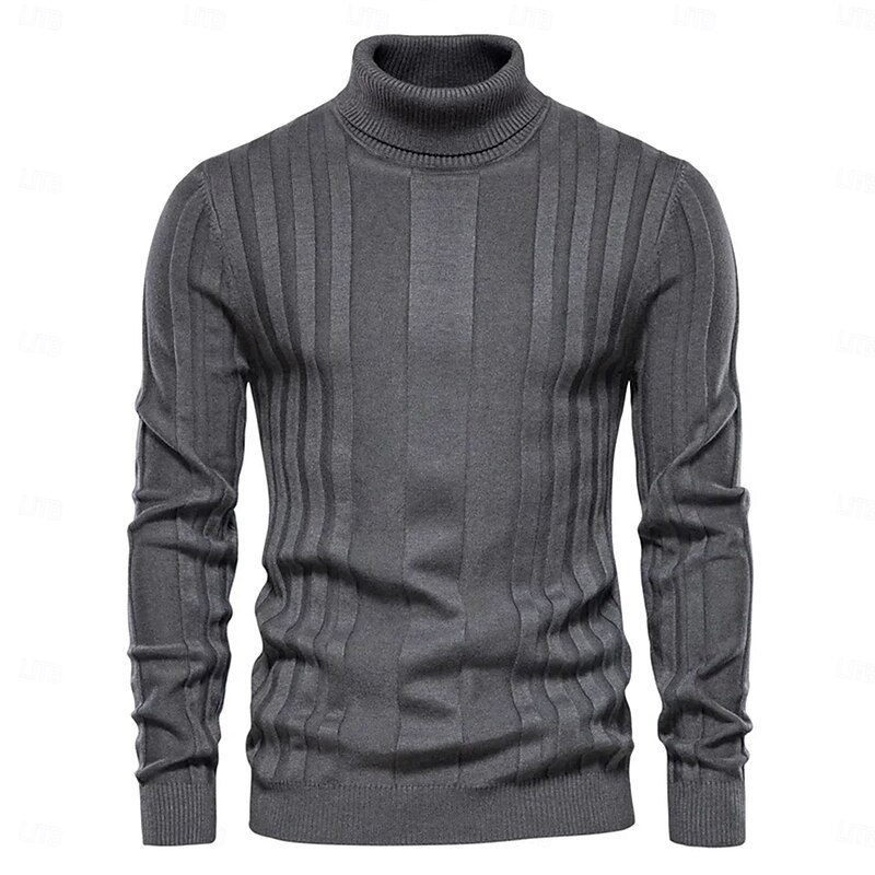 Men's Sweater Pullover Sweater Jumper Knitwear Ribbed Knit Regular Tops Color Block Turtleneck Knitwear Neutral Outdoor Clothing Apparel Spring &  Fall Black Yellow S M L