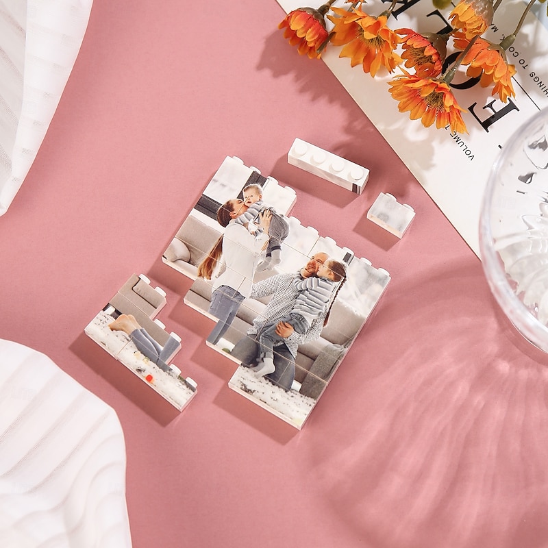 Personalized Photo Building Brick Puzzle Custom Wedding Gift for Couple Block Wedding Gift Square Shaped Double-Sided DIY Art Picture for Adults Block Puzzle Home Decor 3D Brick2