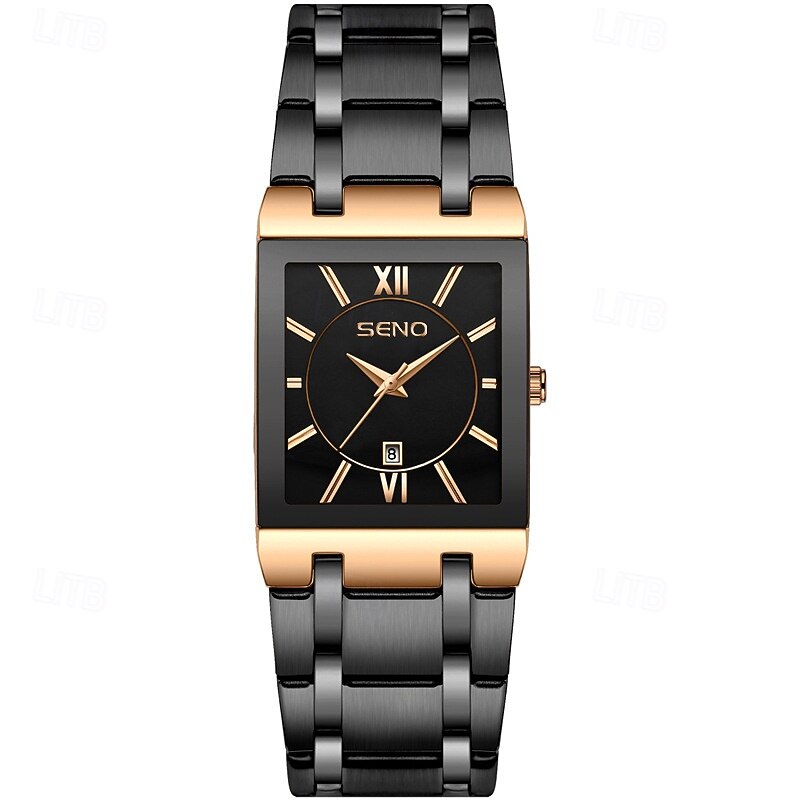 New Stainless Steel Fashion Trend Men'S Quartz Watch Calendar Waterproof Simple Leisure Sports Automatic Non-Mechanical Square Watch3