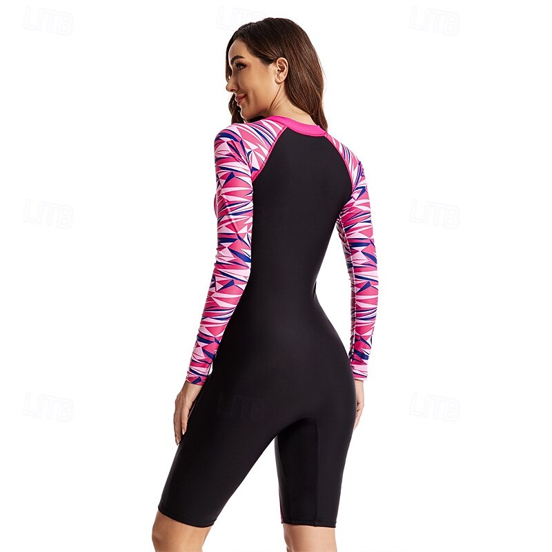 Women's Rash Guard One Piece Swimsuit UV Sun Protection UPF50+ Lightweight Sleeveless Spandex Bodysuit Bathing Suit Front Zip Swimming Surfing Beach Water Sports Universe Printed Summer Spring Autumn4