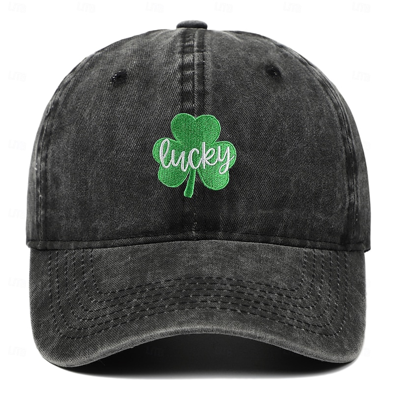 Men's Baseball Cap Sun Hat Black White Cotton Embroidered Fashion Casual Daily Saint Patrick Day Shamrock Adjustable Sunscreen Breathable