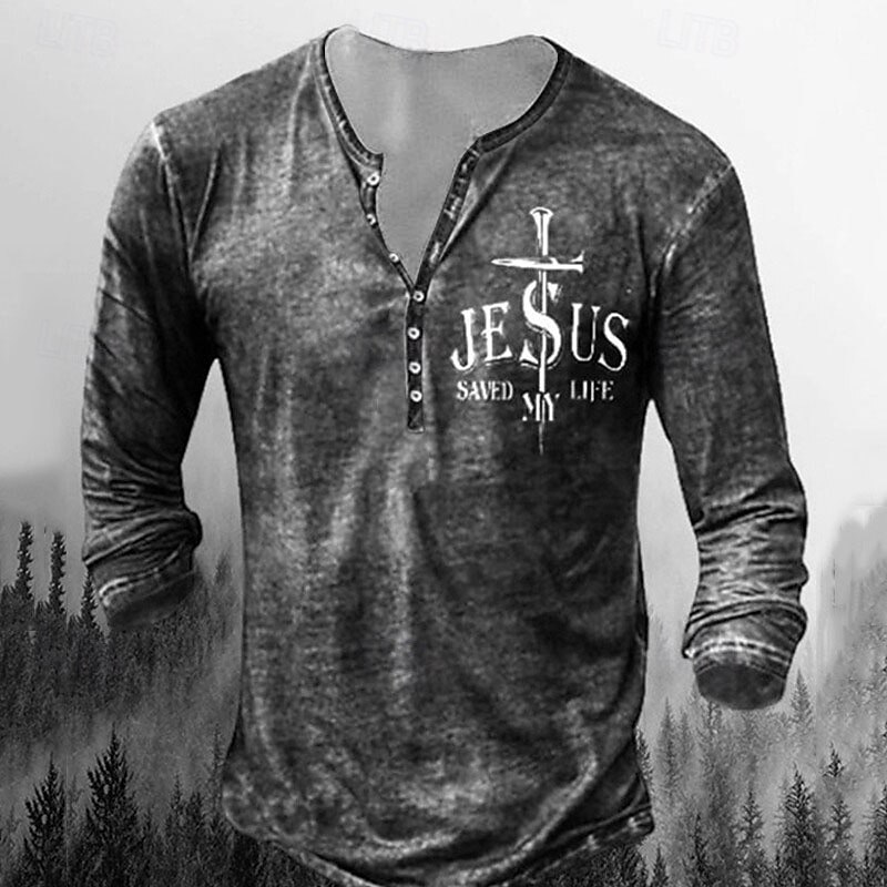 Men's St. Patrick Shamrock American Flag Henley Shirt T shirt Tee Tee Top Long Sleeve 3D Print Fashion Designer Basic Vacation St.Patrick's Day Street Spring &  Fall Black Dark Green Green Gray Henley4