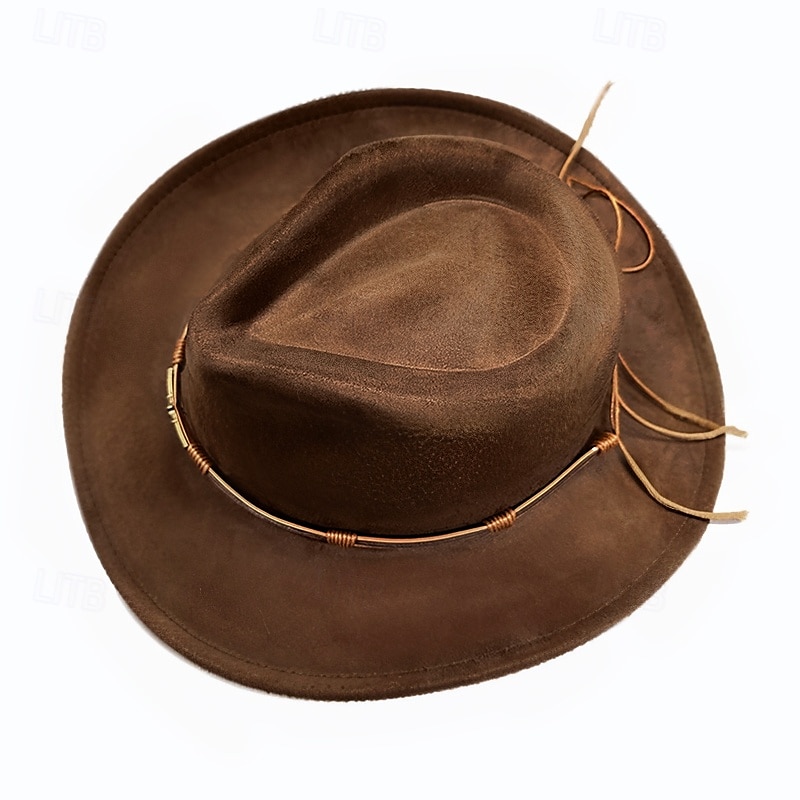 Men's Sun Hat Cowboy Hat Fedora Trilby Hat Black Camel Woolen Vintage Style Fashion 18th Century State of Texas Daily Theme Party Solid / Plain Color Sunscreen Cosplay2
