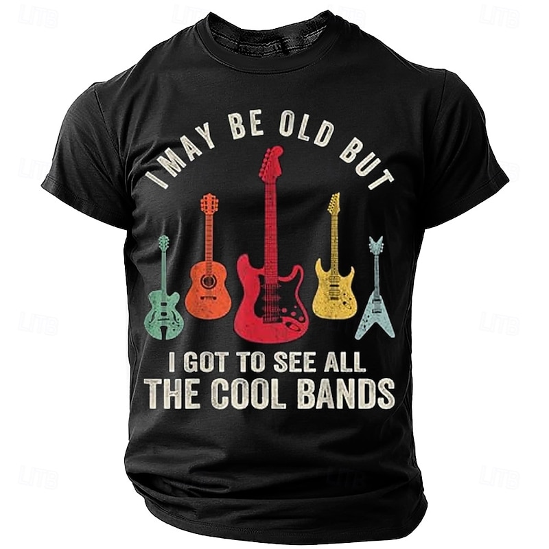 Music Festival Men's Funny Guitar T Shirt Short Sleeve T shirt 3D Print Crew Neck Shirt Fashion Daily Street Daily Black Blue Green Summer Spring Clothing Apparel S M L XL XXL XXXL