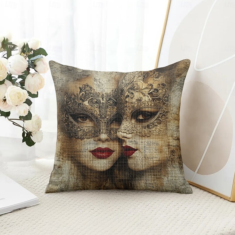 Vintage Women Decorative Toss Pillows Cover 1PC Soft Square Couch Cushion Case Pillowcase for Bedroom Livingroom Sofa Chair