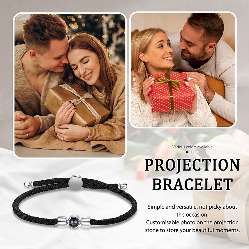 Personalized Photo Bracelets Projection Woven Bracelet Custom Best Gift for Mom - Elegant Design with Projection Stone, Perfect Wedding Gift for Your Loved One4