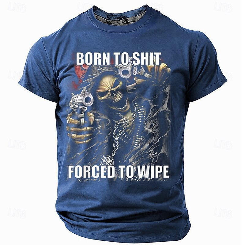 Men's Skull Dark T Shirt Short Sleeve T shirt 3D Print Crew Neck Shirt Daily Retro Vintage Street Black Blue Summer Spring Clothing Apparel S M L XL XXL XXXL4