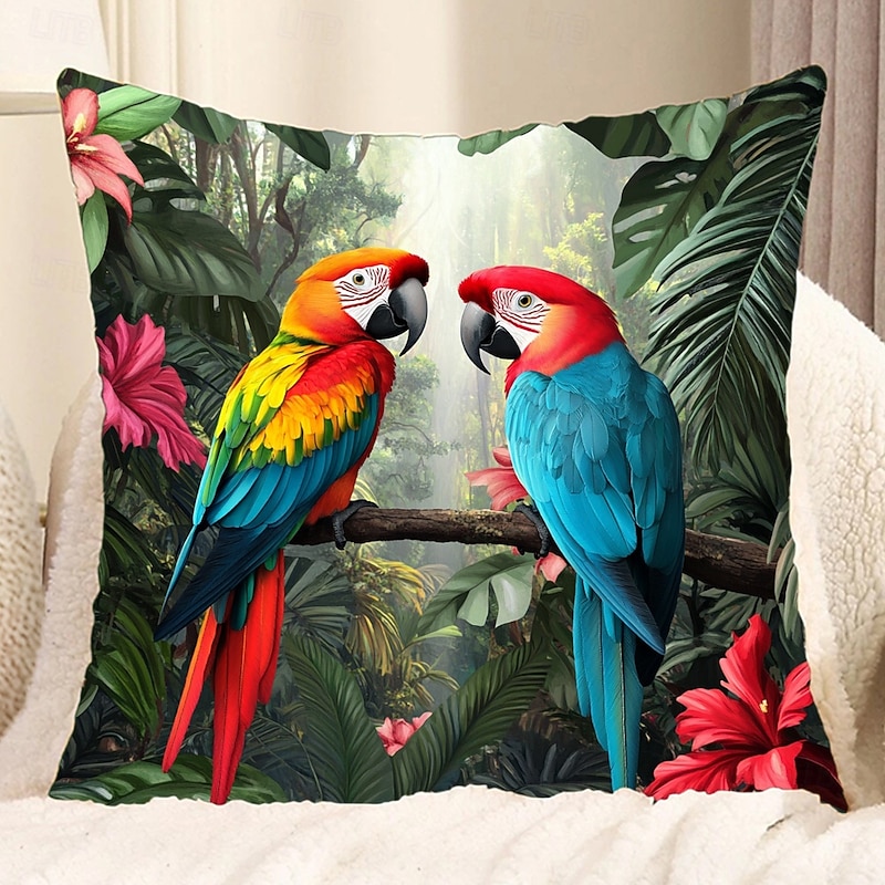 Tropical Birds Decorative Toss Pillows Cover 1PC Soft Square Cushion Case Pillowcase for Bedroom Livingroom Sofa Couch Chair2