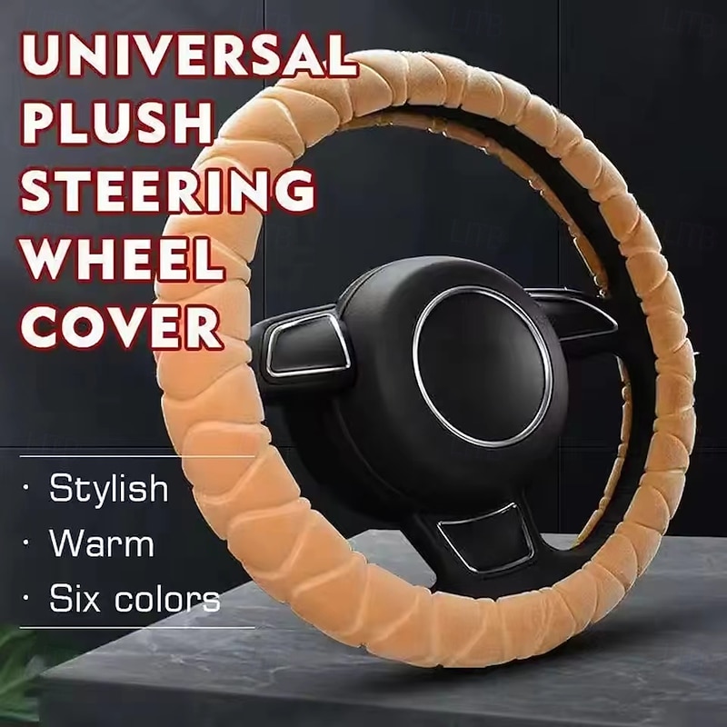 Car Steering Wheel Cover Wheel Cover Soft Warm Fur Universal Accessories Universal Fit For 14