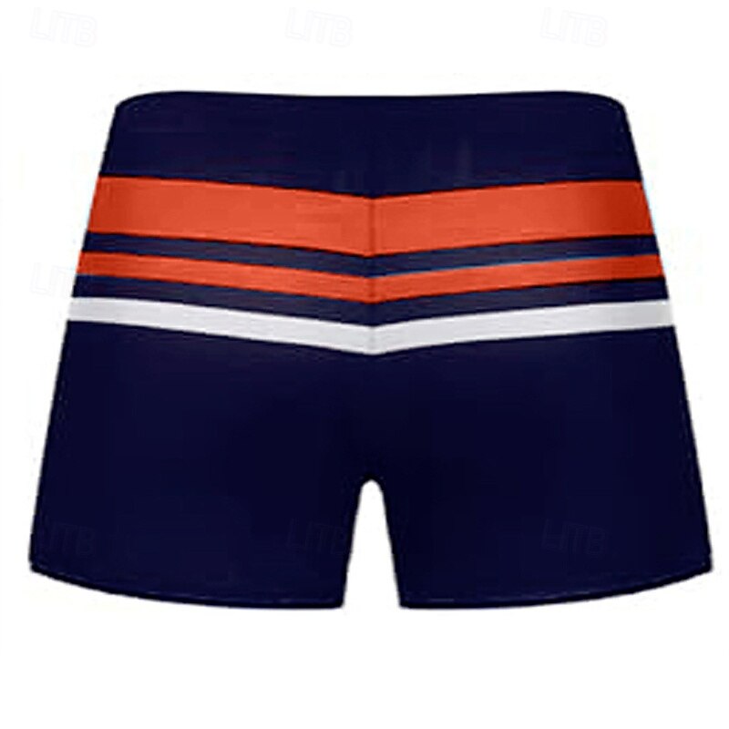 Men's Swim Trunks Swim Shorts Swimwear Bottoms Drawstring Swimming Surfing Beach Water Sports Stripes Patchwork Summer Spring3