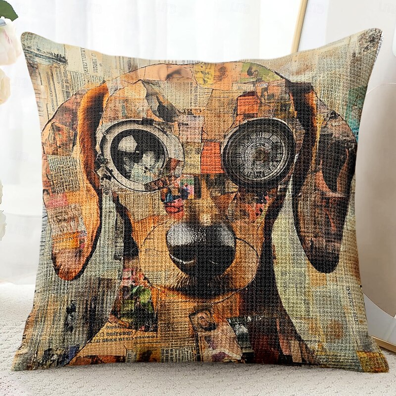 Vintage Dog Decorative Toss Pillows Cover 1PC Soft Square Couch Cushion Case Pillowcase for Bedroom Livingroom Sofa Chair3