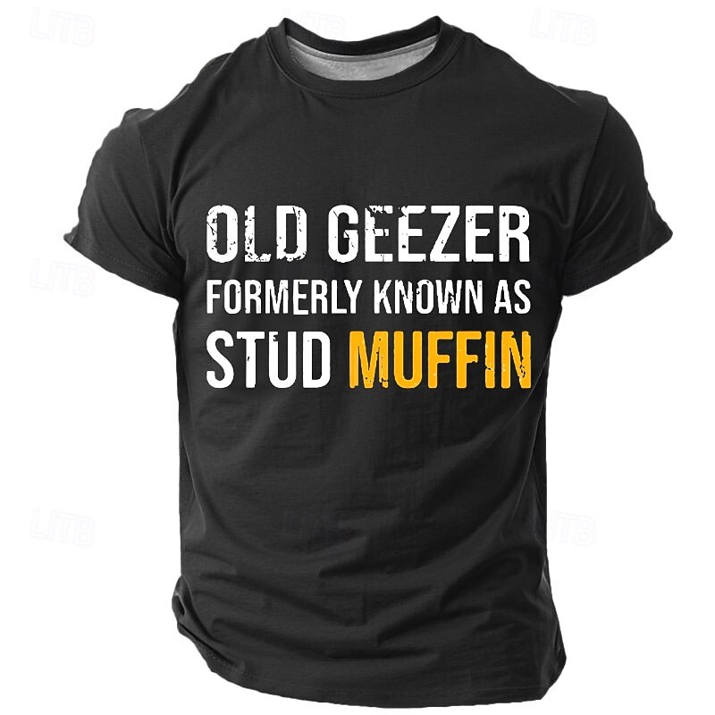 Men's Funny Old Geezer T-Shirt: 'Formerly Known As Stud Muffin' Humorous Graphic Novelty Short Sleeve Gift