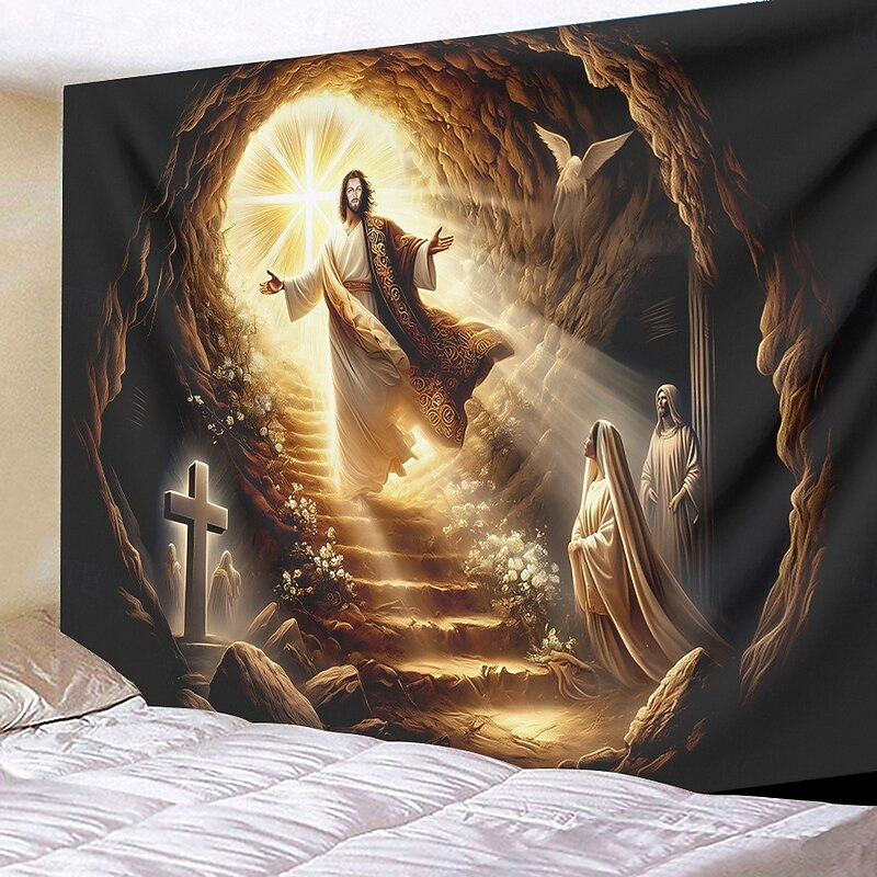 Hanging Tapestry Jesus Angel Wall Art Large Tapestry Mural Decor Photograph Backdrop Blanket Curtain Home Bedroom Living Room Decoration3