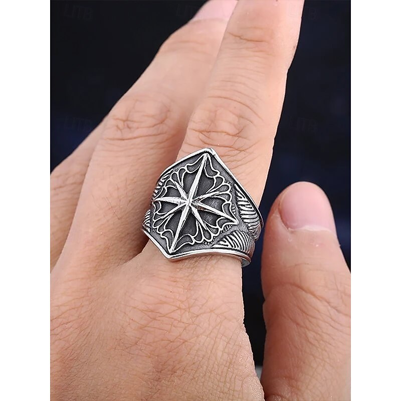 Men's Viking-Style Compass Rings – Retro Stainless Steel Jewelry for Cosplay, Daily Wear and Gifts3