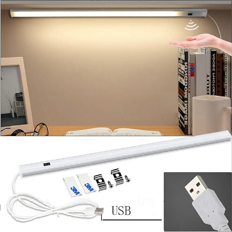 2 PACK Under Cabinet Lighting, USB Cabinet Lights, Smart LED Kitchen Light, Hand Sweep Sensor Light, High Brightness Backlight for Cabinet Wardrobe Drawer Sensor Light 30/40cm2