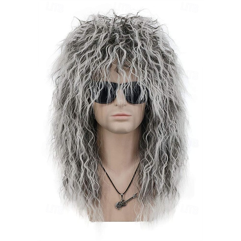 Adult Men Women Long Curly Wig 70s 80s Rocker Mullet Halloween Costume Cosplay Wig For Carvinal