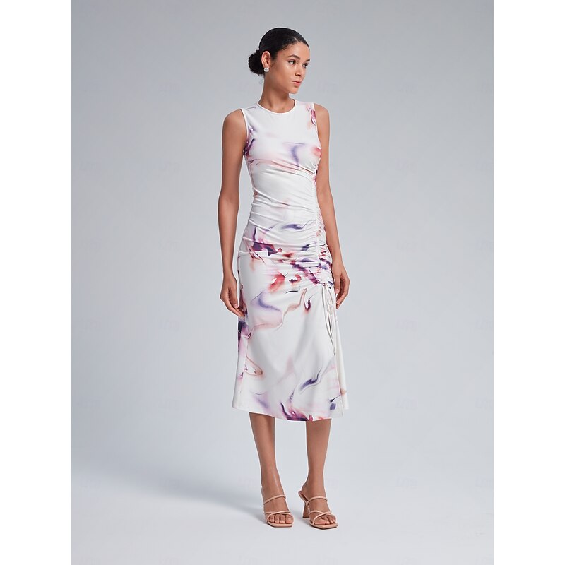 Ruched Drawstring Midi Dress4