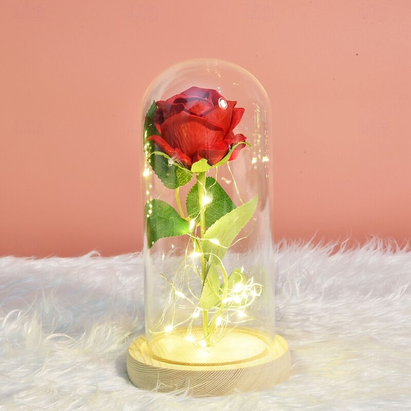 Galaxy Rose Lamps Simulated Rose 24k Gold Foil Rose Glass Led Light Light Up Rose In Glass Gift for Valentine's Day2