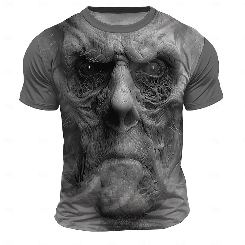 Men's Human face T Shirt Short Sleeve T shirt 3D Print Crew Neck Shirt Exaggerated Designer Party Holiday Black Blue Summer Spring Clothing Apparel S M L XL XXL XXXL