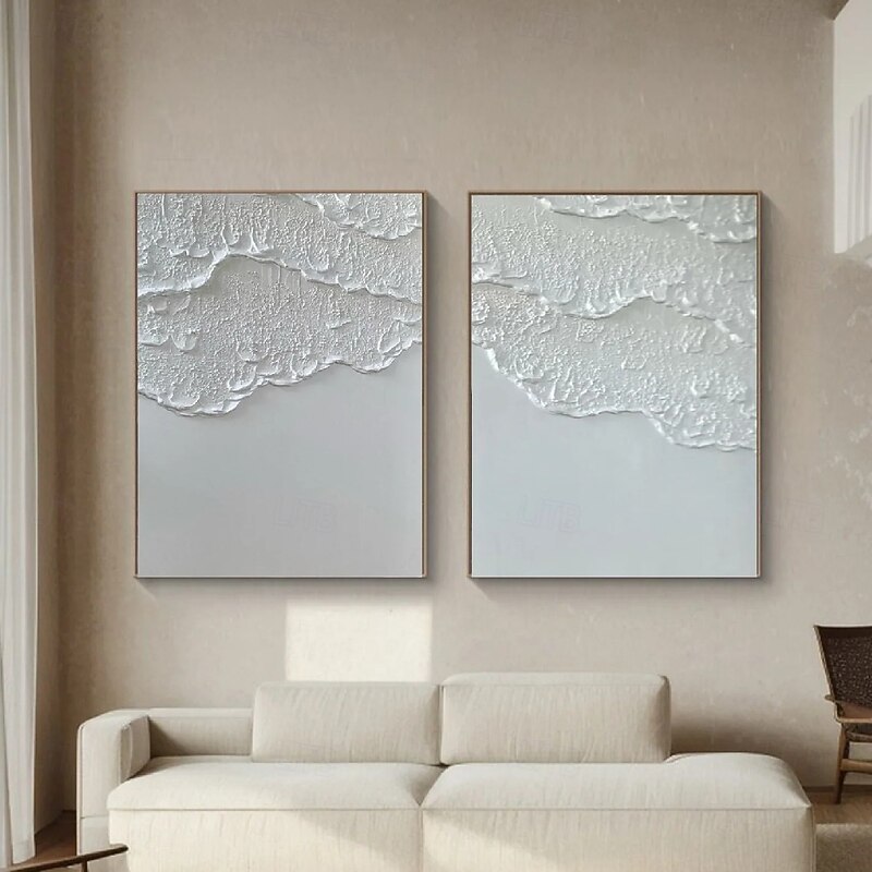 Wall Art Beige Oil Abstract Painting on Canvas A Pair Beige Texture Wall Art Neutral Abstract Wall Art Wall Decor2