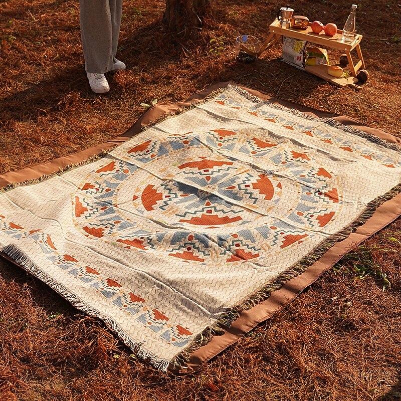 Outdoor Picnic Mat, Sukley Tent Camping Blanket, Retro Camping Ethnic Style Picnic Blanket for Lunch Breaks and Naps3