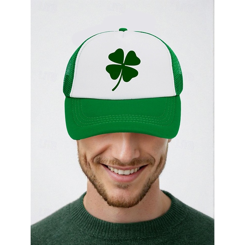 St. Patrick's Day Trucker Hats - Clover and Funny Slogan Designs for Men and Women, Green and White Adjustable Caps for Holiday Parties, Parades, and Festive Celebrations2