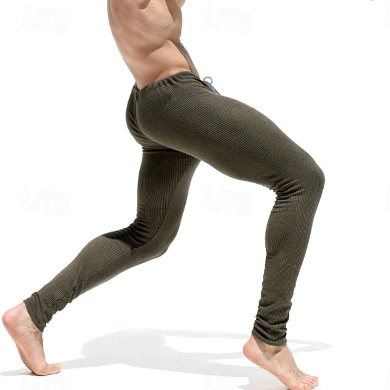 Men's Sweatpants Trousers Casual Pants Knit Pants Drawstring Elastic Waist Plain Comfort Breathable Full Length Yoga Daily Gym Sports Simple Green