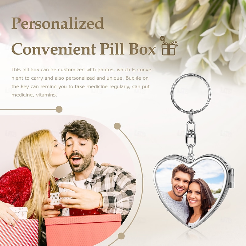 Personalized Photo Pill Box,Custom  Heart-Shaped Medication Storage Box Home Use and Storing Medication, Unique Keepsake Gift for Family and Friends3