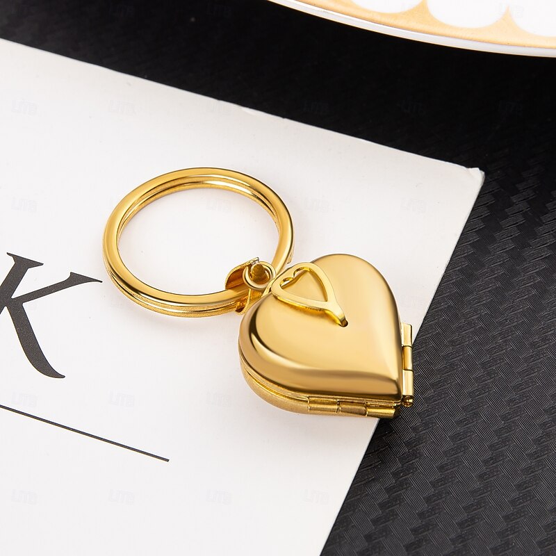 Personalized Heart Pendant Gold Keychain Custom Best Gift for Mom - Customizable with 4 Photos, Perfect Gift for Lover, Ideal for Christmas, Wedding, or Mother's Day4