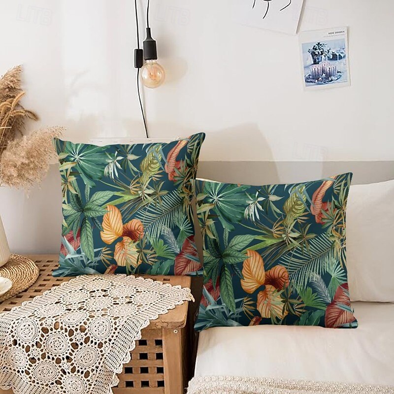 Tropical Leaves Decorative Toss Pillows Cover 1PC Soft Square Couch Cushion Case Pillowcase for Bedroom Livingroom Sofa Chair3