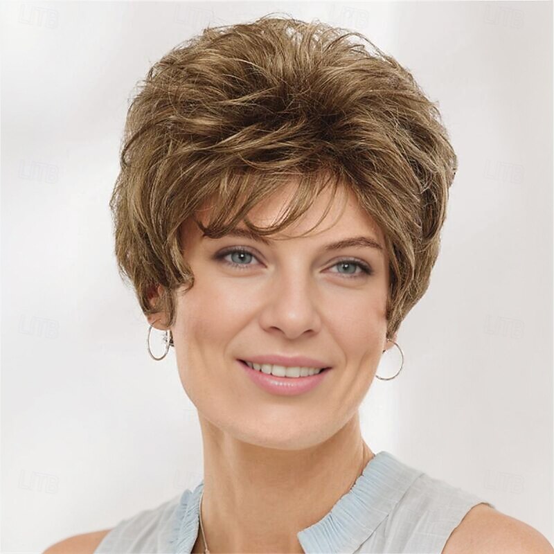Synthetic Wig Curly Pixie Cut Machine Made Wig Short A1 A2 A3 A4 Synthetic Hair Women's Soft Fashion Easy to Carry Blonde Brown Gray4