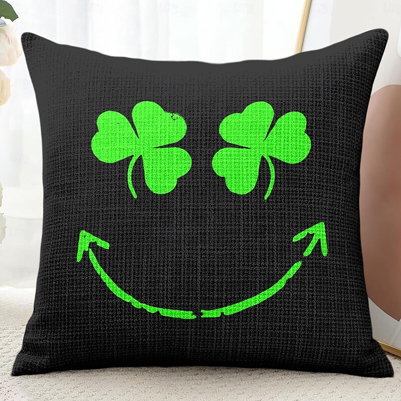 Saint Patrick's Day Decorative Toss Pillows Cover 1PC Shamrocks Lucky Irish Soft Square Couch Cushion Case Pillowcase for Bedroom Livingroom Sofa Chair2