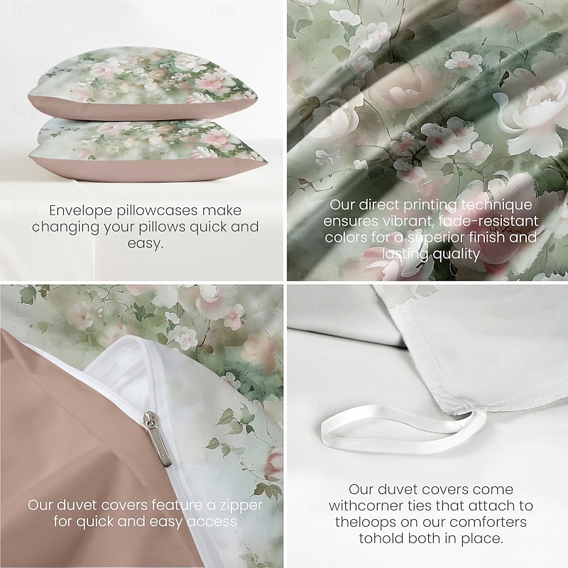 Oil Painting Floral Pattern Duvet Cover Set Set Soft 3-Piece Luxury Cotton Bedding Set Home Decor Gift Twin Full King Queen Size Duvet Cover3