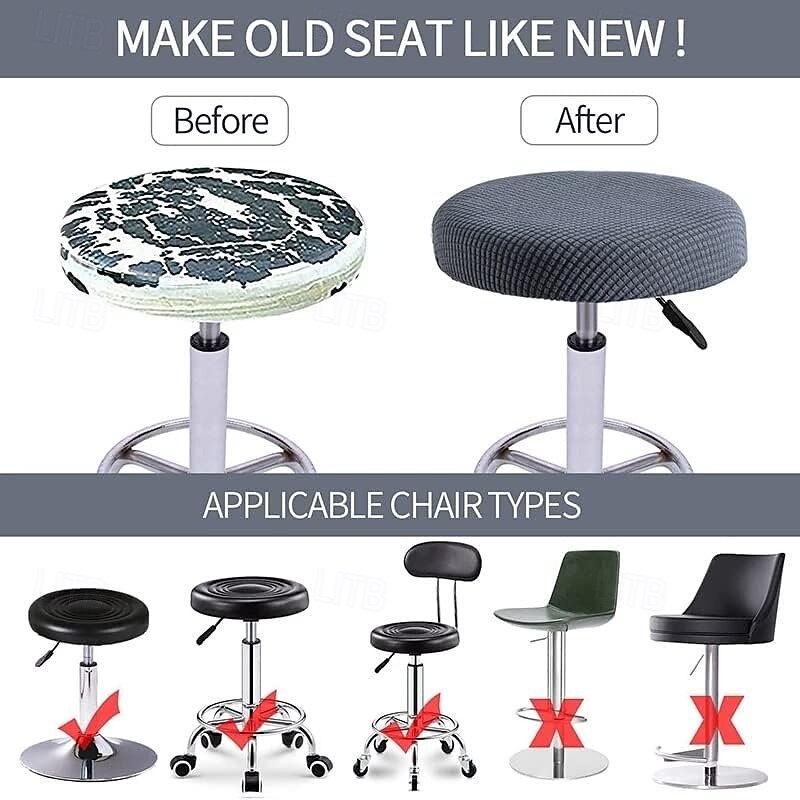 Stretch Chair Cover Round Seat Cushion Cushion Soft Cover Short Chair Seat Cover Stretch Shoe Cover For Home Office Bar Restaurant Office Chair Cushion Cover Round2
