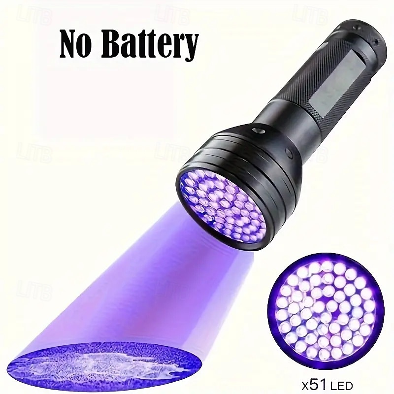 51 LED UV Flashlight - 395nm Black Light for Dog Urine, Pet Stains & Bed Bug Detection (Batteries Not Included)