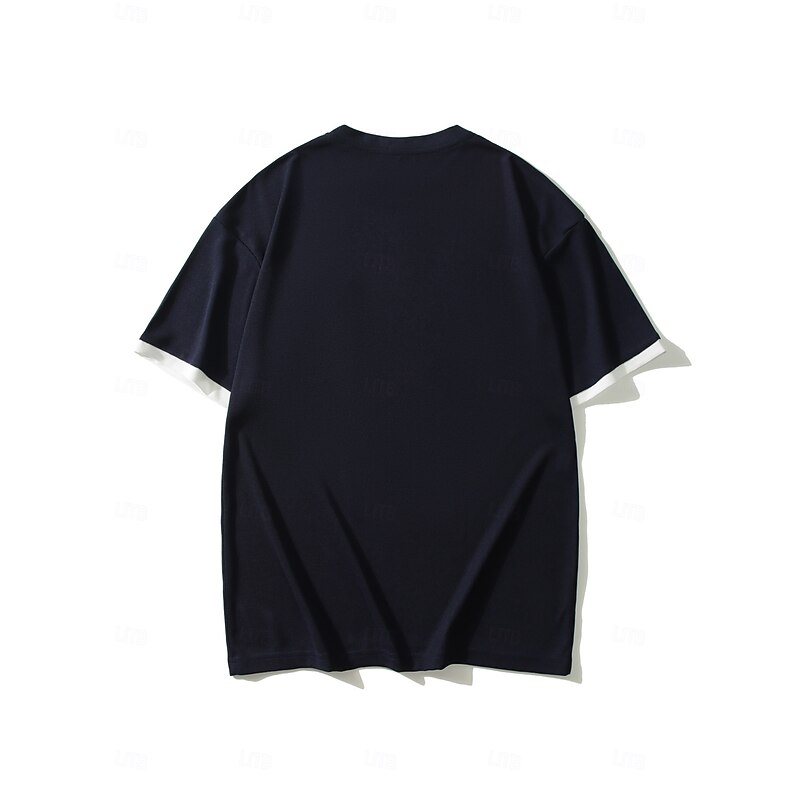 Men's Waffle Knit Tee Tee Top Short Sleeve Crew Neck Summer Color Block Fashion Designer Comfortable Front Pocket Outdoor Casual Daily Black White Brown Top Tee for Men4