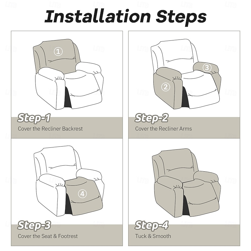Stretch Recliner Covers Elastic Sofa Slipcover, Sofa Protector with Elastic Loop for Kids, Pets, Dogs, Cats4