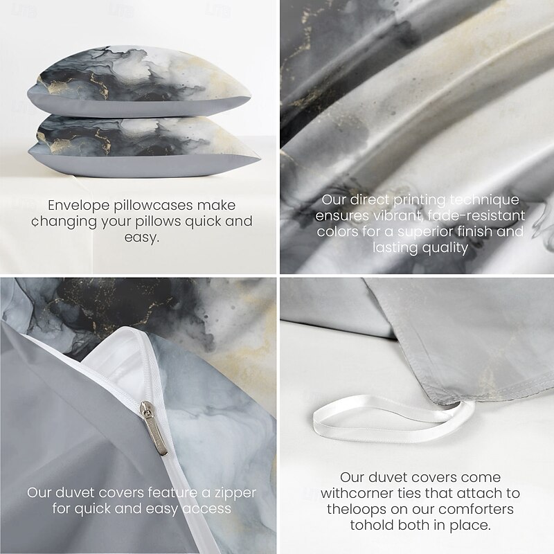 100% Cotton Duvet Cover Set Marble Pattern Set Comforter Cover Set Bedding Set Soft 2/3-Piece Luxury Bedding Set Home Decor Gift King Queen Duvet Cover4