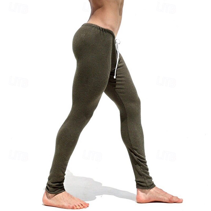 Men's Sweatpants Trousers Casual Pants Knit Pants Drawstring Elastic Waist Plain Comfort Breathable Full Length Yoga Daily Gym Sports Simple Green2