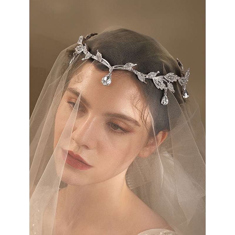 Gold Leaf Headpiece with Blue Gemstone Drops – Vintage Bohemian Tiara for Women, Perfect for Weddings, Renaissance Fairs and Cosplay2