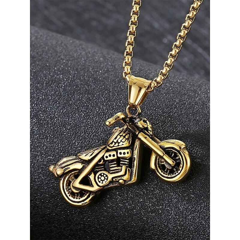 Stainless Steel Motorcycle Pendant Necklace for Men – Durable Biker Chain Jewelry, Perfect for Casual Wear and Gifts4