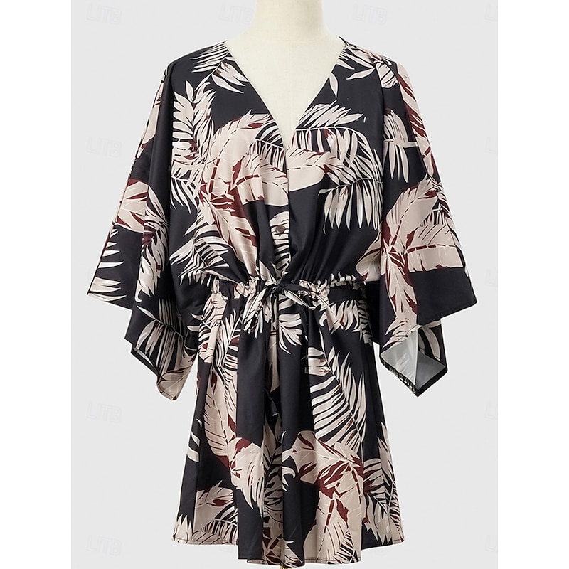 Women's Mini Dress Casual Dress A Line Dress Stylish Casual Vacation Daily Regular Fit Floral Short Sleeve V Neck Black Navy Blue Summer4