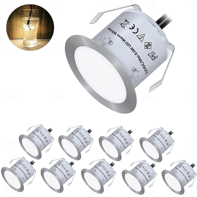Recessed LED Deck Light Kit In Ground Outdoor Landscape Light IP67 Waterproof Low Voltage for Outdoor Yard Garden Steps Stair Patio Floor Pool Deck Kitchen Decoration Warm White  Natural Light3