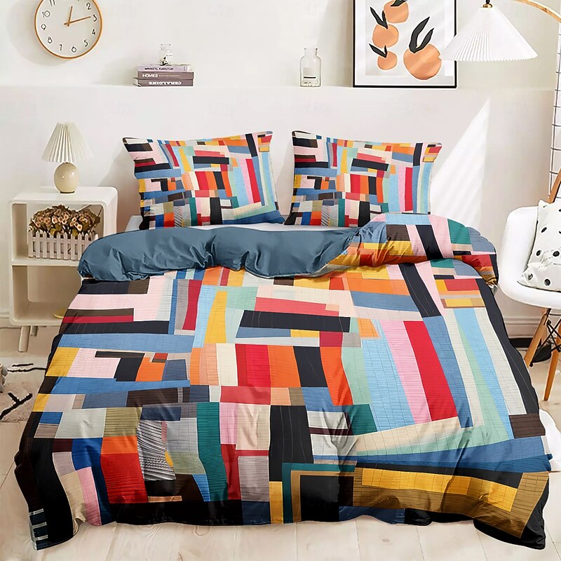 Christmas Duvet Cover Set with Festive Stripe Pattern Cozy Christmas Comforter Set Full Holiday Bedding Includes Duvet Cover and Pillowcases Perfect for Adding Seasonal Cheer to Your Bedroom2