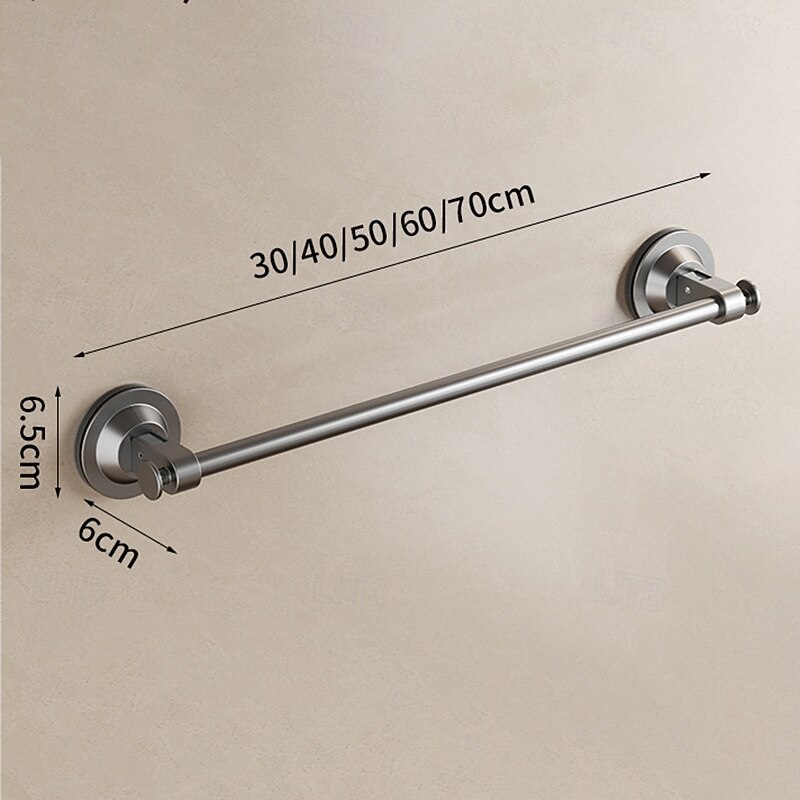Gun Gray Suction Cup Towel Rack Bathroom Non Perforated Space Aluminum Bathroom Storage Rack Wall Mounted Single Pole Towel Pole3