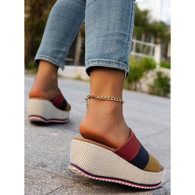 Women's Multicolor Platform Wedge Sandals with Open Toe – Comfortable Summer Shoes for Casual Outings and Beach Vacations4