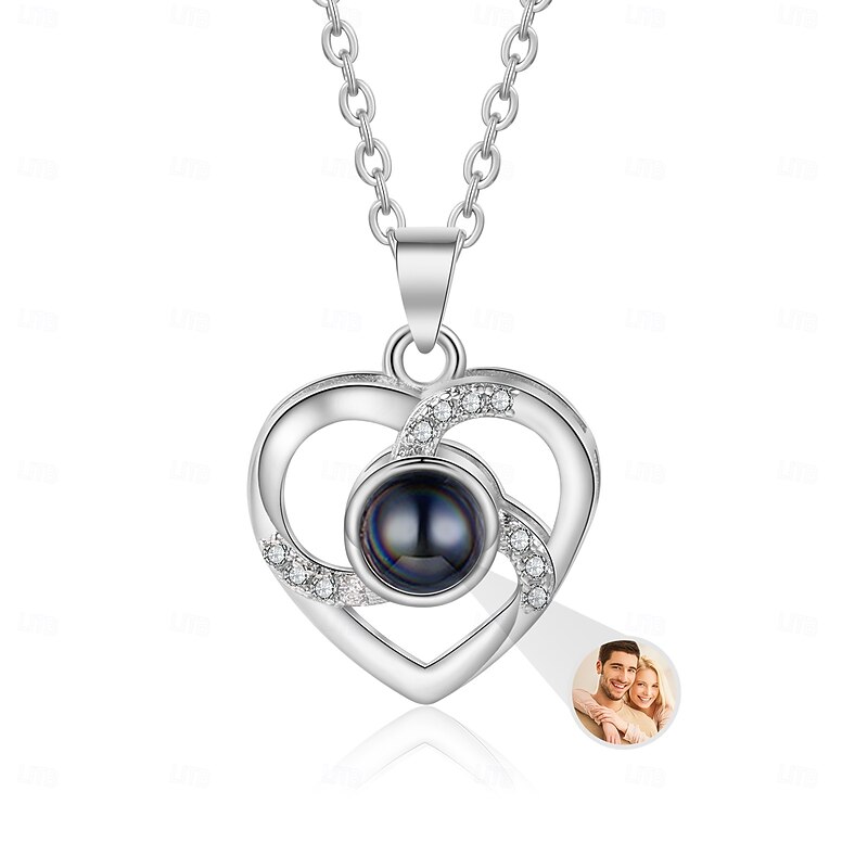 Personalized Photo Projection Necklace Custom Best Gift for Mom – Customized Pendant with Photo, Ideal Wedding, Christmas, or Anniversary Gift for Friends and Family