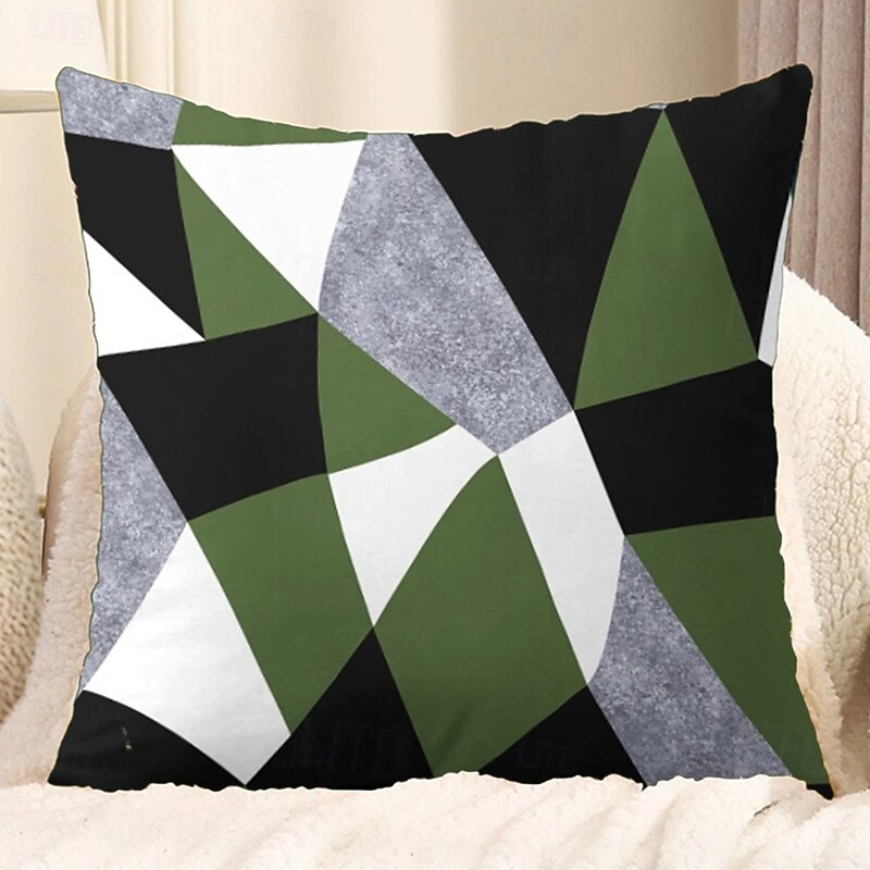 Argyle Pattern Decorative Toss Pillows Cover 1PC Soft Square Cushion Case Pillowcase for Bedroom Livingroom Sofa Couch Chair Black Grey White Red Green3